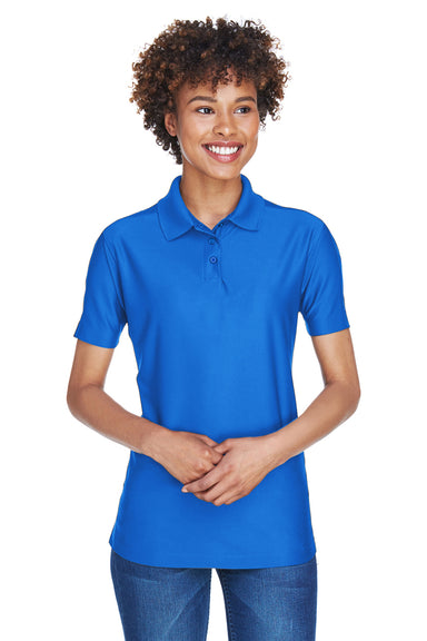 UltraClub 8414 Womens Cool & Dry Elite Performance Moisture Wicking Short Sleeve Polo Shirt Royal Blue Front