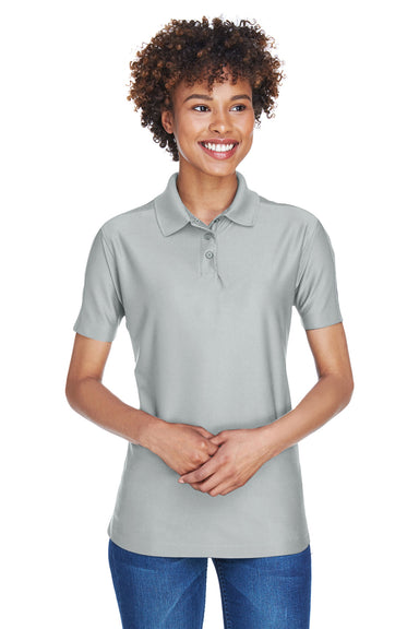 UltraClub 8414 Womens Cool & Dry Elite Performance Moisture Wicking Short Sleeve Polo Shirt Grey Front