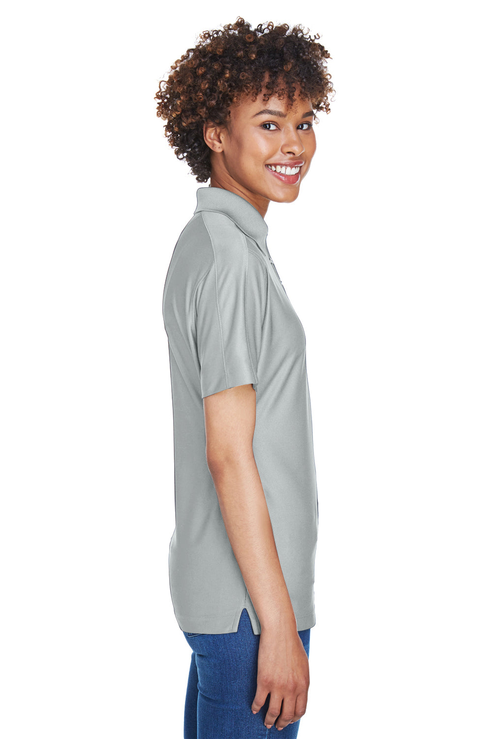 UltraClub 8414 Womens Cool & Dry Elite Performance Moisture Wicking Short Sleeve Polo Shirt Grey Side