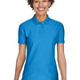UltraClub Womens Cool & Dry Elite Performance Moisture Wicking Short Sleeve Polo Shirt - Pacific Blue