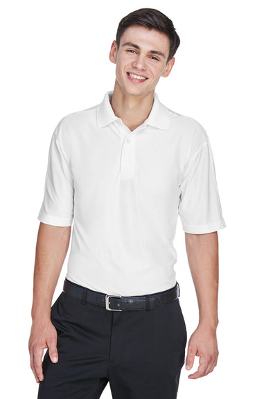UltraClub 8415 Mens Cool & Dry Elite Performance Moisture Wicking Short Sleeve Polo Shirt White Front