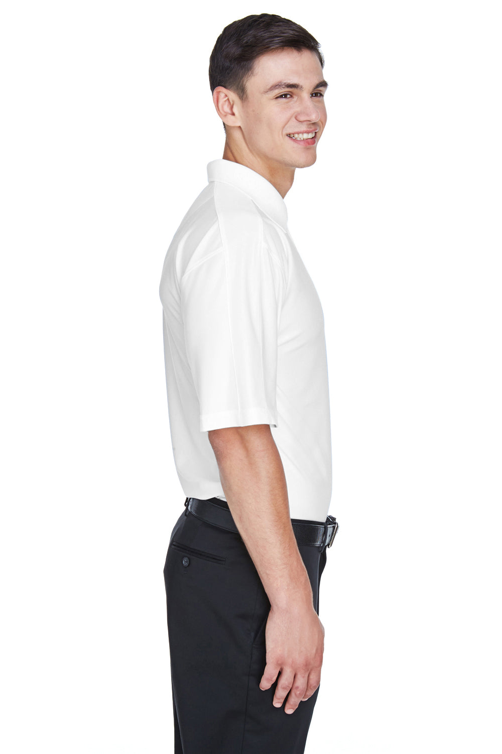 UltraClub 8415 Mens Cool & Dry Elite Performance Moisture Wicking Short Sleeve Polo Shirt White Side
