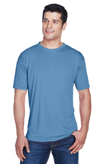 UltraClub 8420 Mens Cool & Dry Performance Moisture Wicking Short Sleeve Crewneck T-Shirt Indigo Blue Front