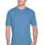 UltraClub Mens Cool & Dry Performance Moisture Wicking Short Sleeve Crewneck T-Shirt - Indigo Blue