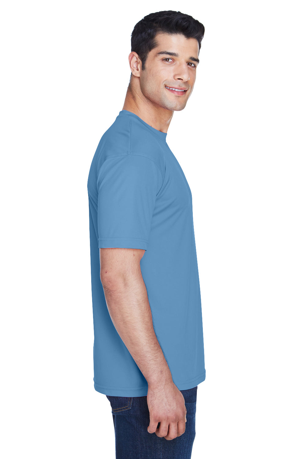 UltraClub 8420 Mens Cool & Dry Performance Moisture Wicking Short Sleeve Crewneck T-Shirt Indigo Blue Side