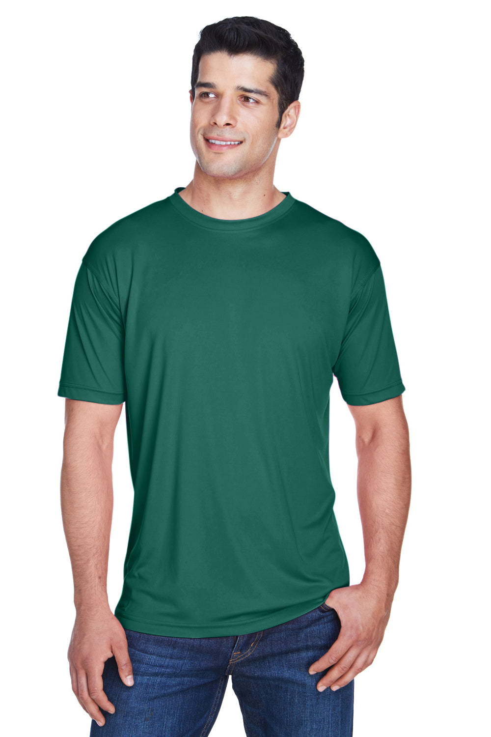 UltraClub 8420 Mens Cool & Dry Performance Moisture Wicking Short Sleeve Crewneck T-Shirt Forest Green Front