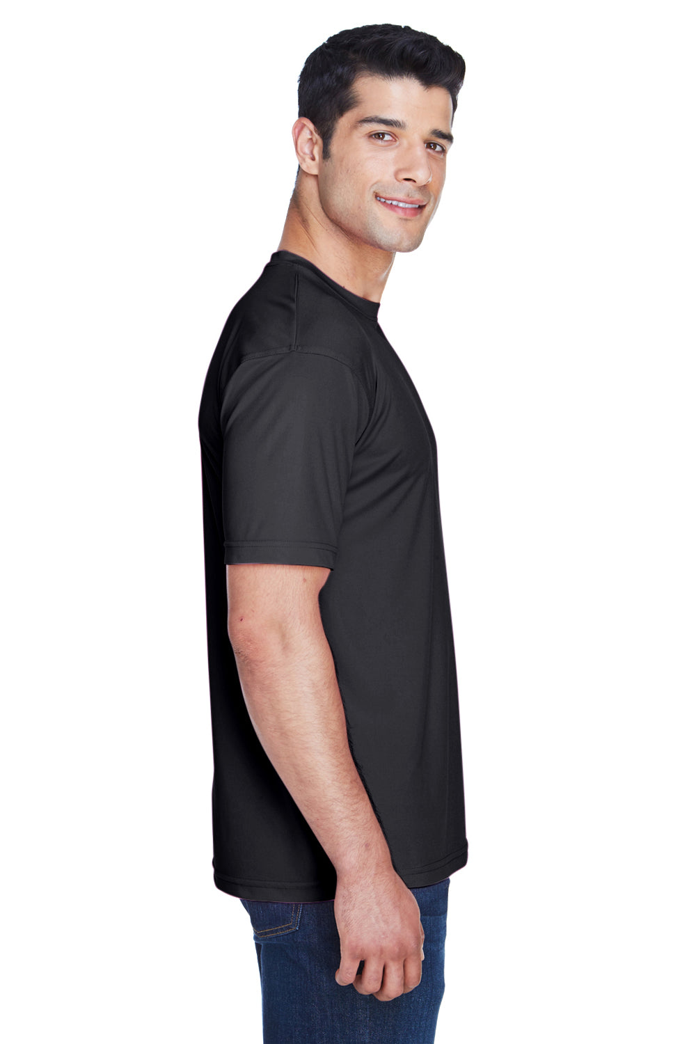 UltraClub 8420 Mens Cool & Dry Performance Moisture Wicking Short Sleeve Crewneck T-Shirt Black Side