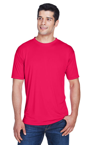 UltraClub 8420 Mens Cool & Dry Performance Moisture Wicking Short Sleeve Crewneck T-Shirt Red Front