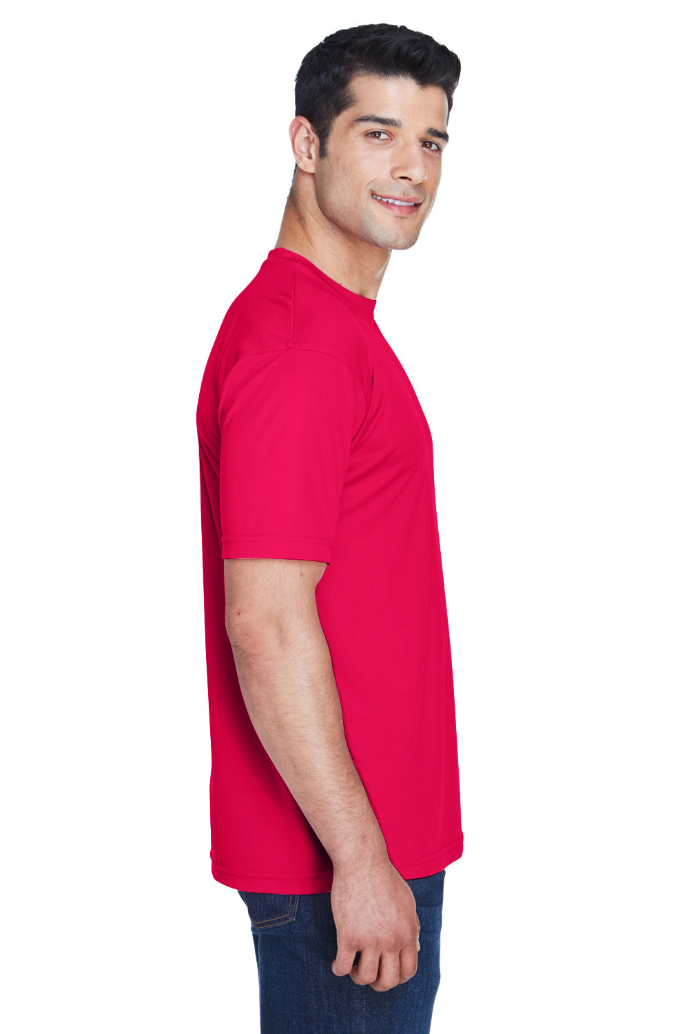 UltraClub 8420 Mens Cool & Dry Performance Moisture Wicking Short Sleeve Crewneck T-Shirt Red Side
