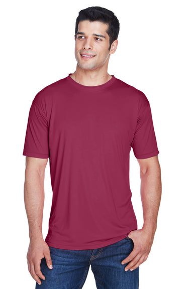 UltraClub 8420 Mens Cool & Dry Performance Moisture Wicking Short Sleeve Crewneck T-Shirt Maroon Front