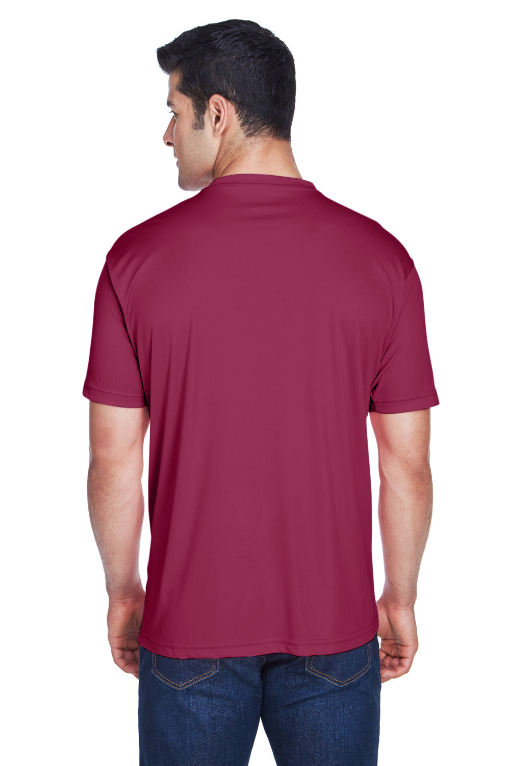 UltraClub 8420 Mens Cool & Dry Performance Moisture Wicking Short Sleeve Crewneck T-Shirt Maroon Back