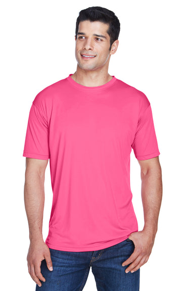 UltraClub 8420 Mens Cool & Dry Performance Moisture Wicking Short Sleeve Crewneck T-Shirt Heliconia Pink Front