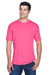 UltraClub 8420 Mens Cool & Dry Performance Moisture Wicking Short Sleeve Crewneck T-Shirt Heliconia Pink Front