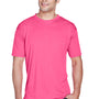UltraClub Mens Cool & Dry Performance Moisture Wicking Short Sleeve Crewneck T-Shirt - Heliconia Pink