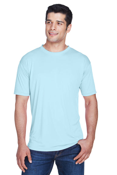 UltraClub 8420 Mens Cool & Dry Performance Moisture Wicking Short Sleeve Crewneck T-Shirt Ice Blue Front