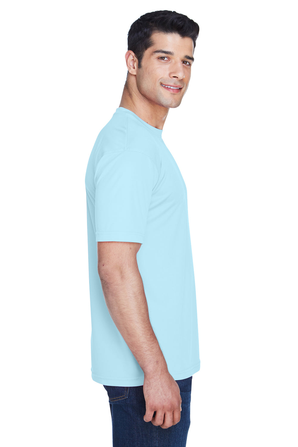 UltraClub 8420 Mens Cool & Dry Performance Moisture Wicking Short Sleeve Crewneck T-Shirt Ice Blue Side