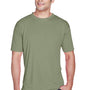 UltraClub Mens Cool & Dry Performance Moisture Wicking Short Sleeve Crewneck T-Shirt - Military Green