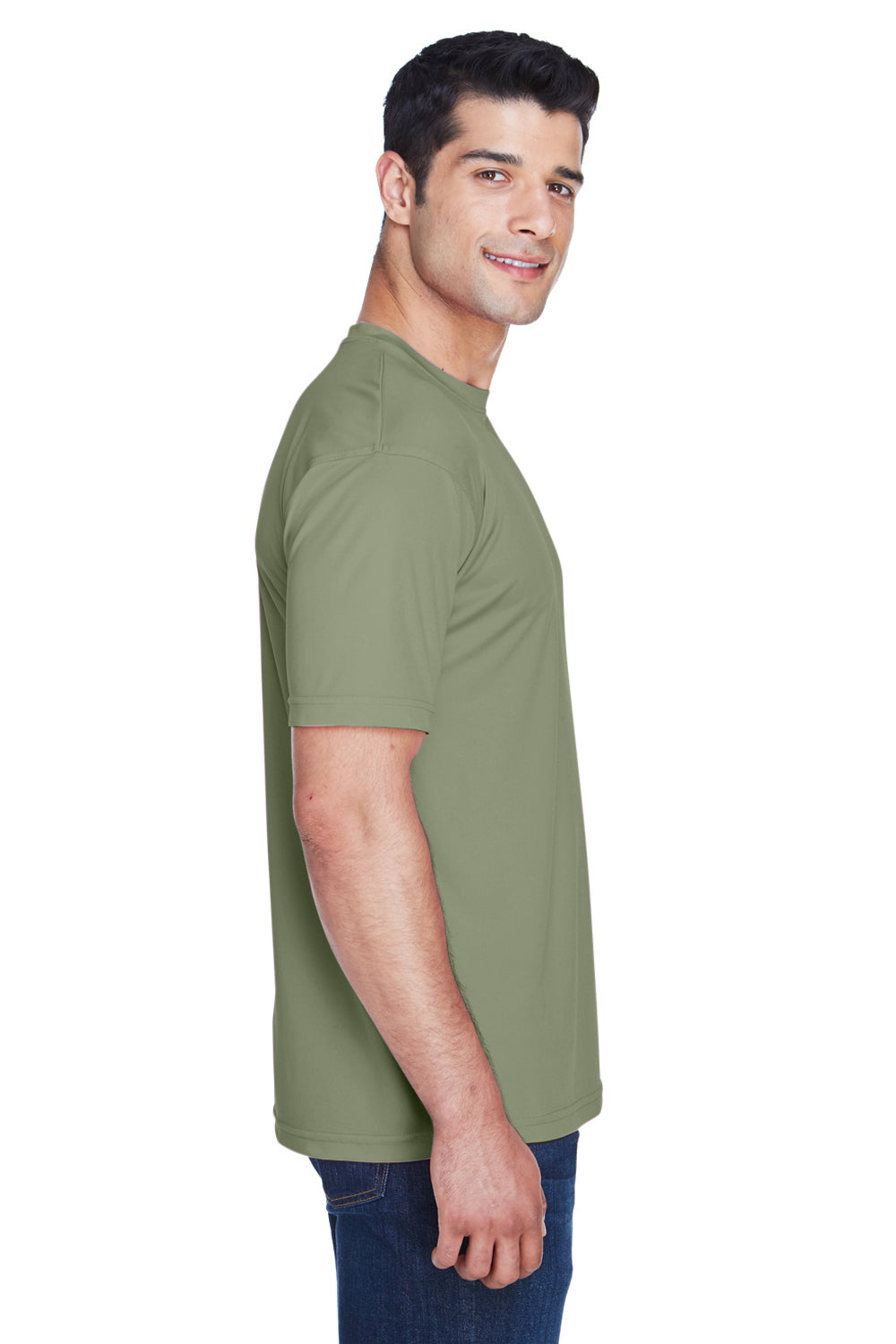 UltraClub 8420 Mens Cool & Dry Performance Moisture Wicking Short Sleeve Crewneck T-Shirt Military Green Side