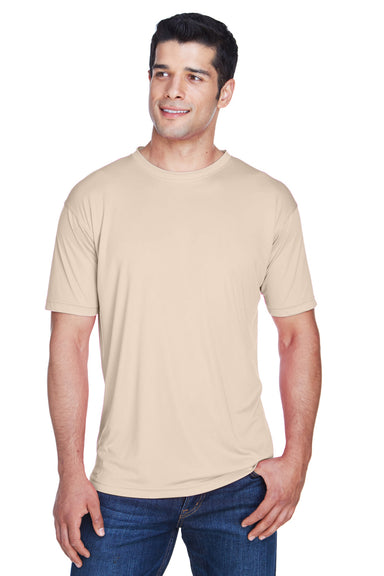 UltraClub 8420 Mens Cool & Dry Performance Moisture Wicking Short Sleeve Crewneck T-Shirt Sand Brown Front