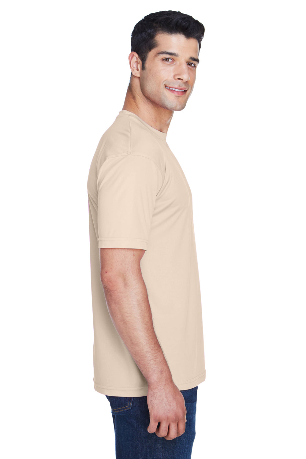 UltraClub 8420 Mens Cool & Dry Performance Moisture Wicking Short Sleeve Crewneck T-Shirt Sand Brown Side