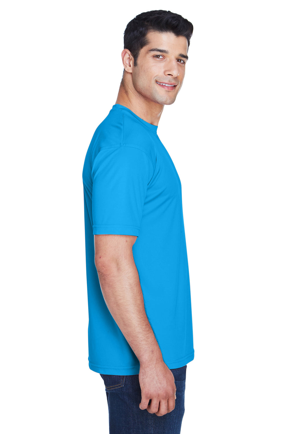 UltraClub 8420 Mens Cool & Dry Performance Moisture Wicking Short Sleeve Crewneck T-Shirt Sapphire Blue Side