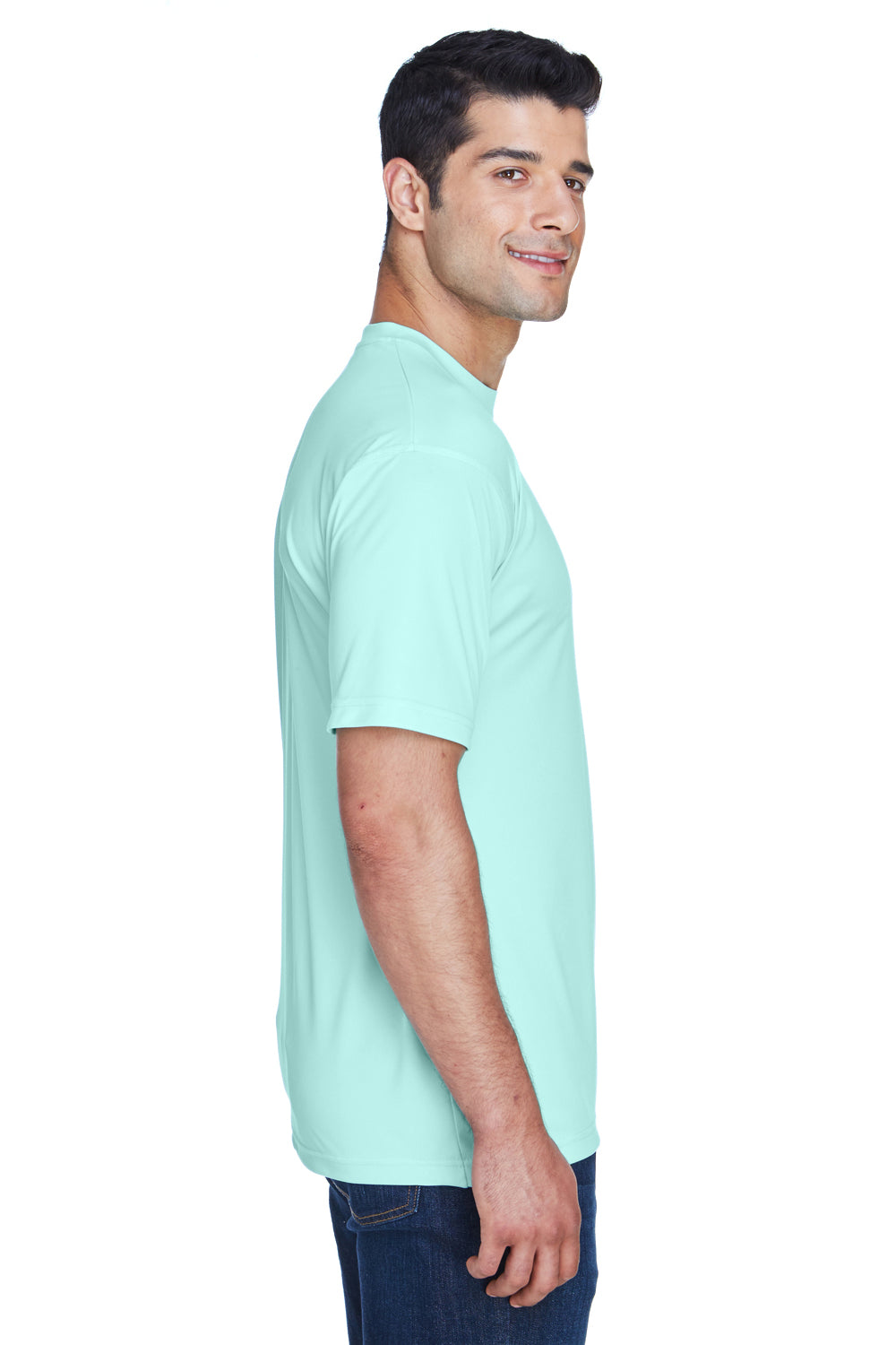 UltraClub 8420 Mens Cool & Dry Performance Moisture Wicking Short Sleeve Crewneck T-Shirt Sea Frost Green Side