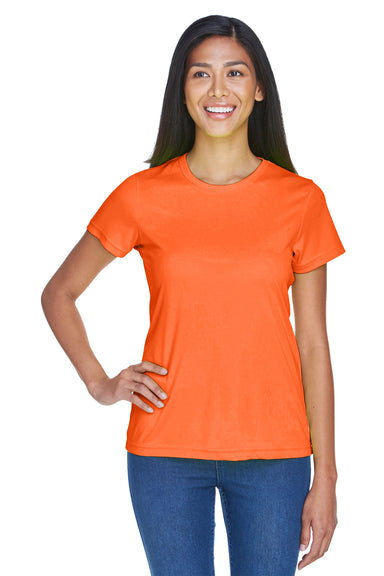 UltraClub 8420L Womens Cool & Dry Performance Moisture Wicking Short Sleeve Crewneck T-Shirt Bright Orange Front