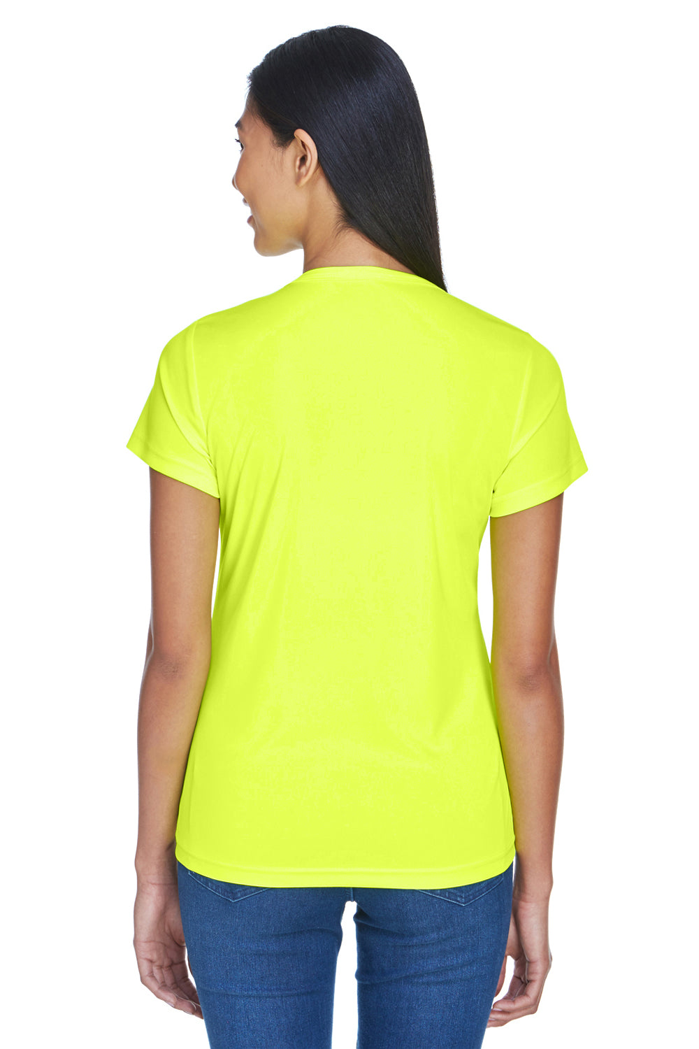 UltraClub 8420L Womens Cool & Dry Performance Moisture Wicking Short Sleeve Crewneck T-Shirt Bright Yellow Back