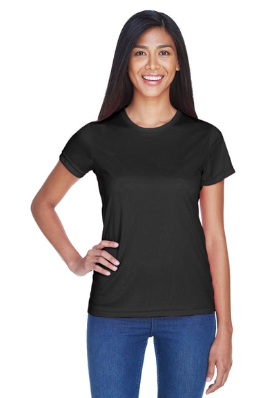 UltraClub 8420L Womens Cool & Dry Performance Moisture Wicking Short Sleeve Crewneck T-Shirt Black Front