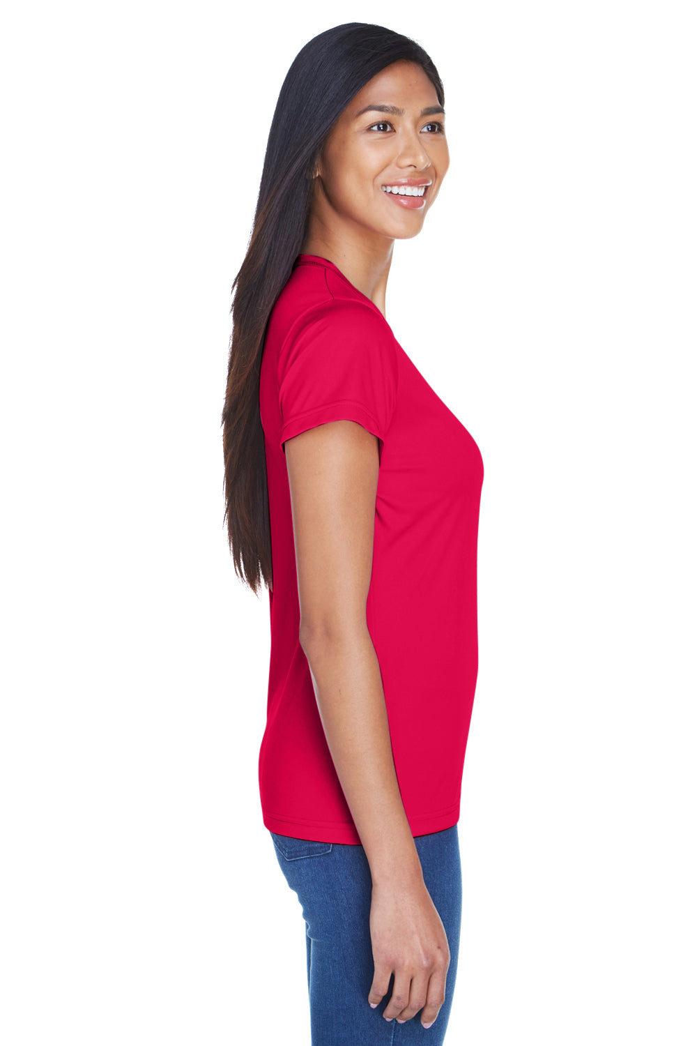 UltraClub 8420L Womens Cool & Dry Performance Moisture Wicking Short Sleeve Crewneck T-Shirt Red Side