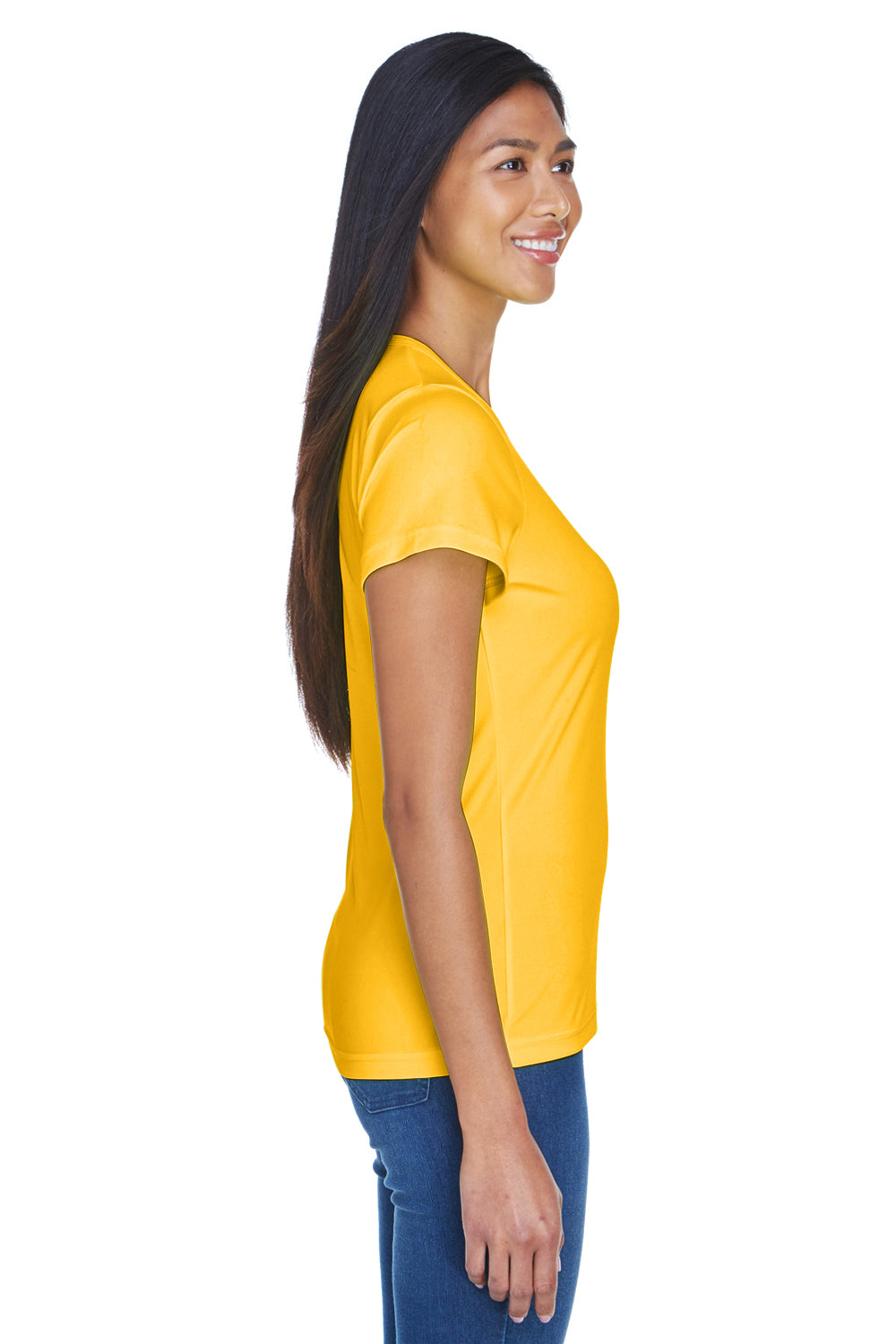 UltraClub 8420L Womens Cool & Dry Performance Moisture Wicking Short Sleeve Crewneck T-Shirt Gold Side