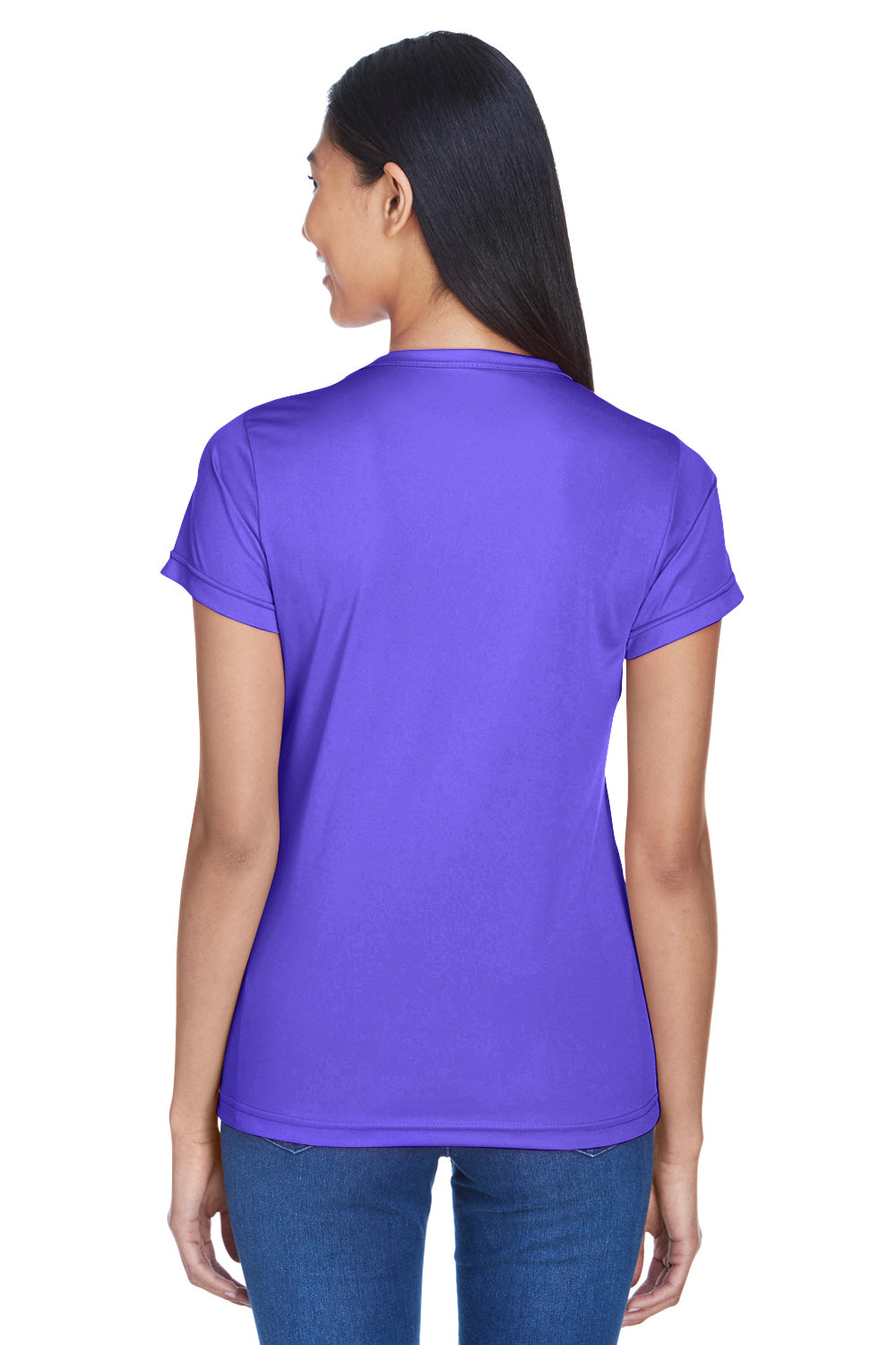 UltraClub 8420L Womens Cool & Dry Performance Moisture Wicking Short Sleeve Crewneck T-Shirt Purple Back