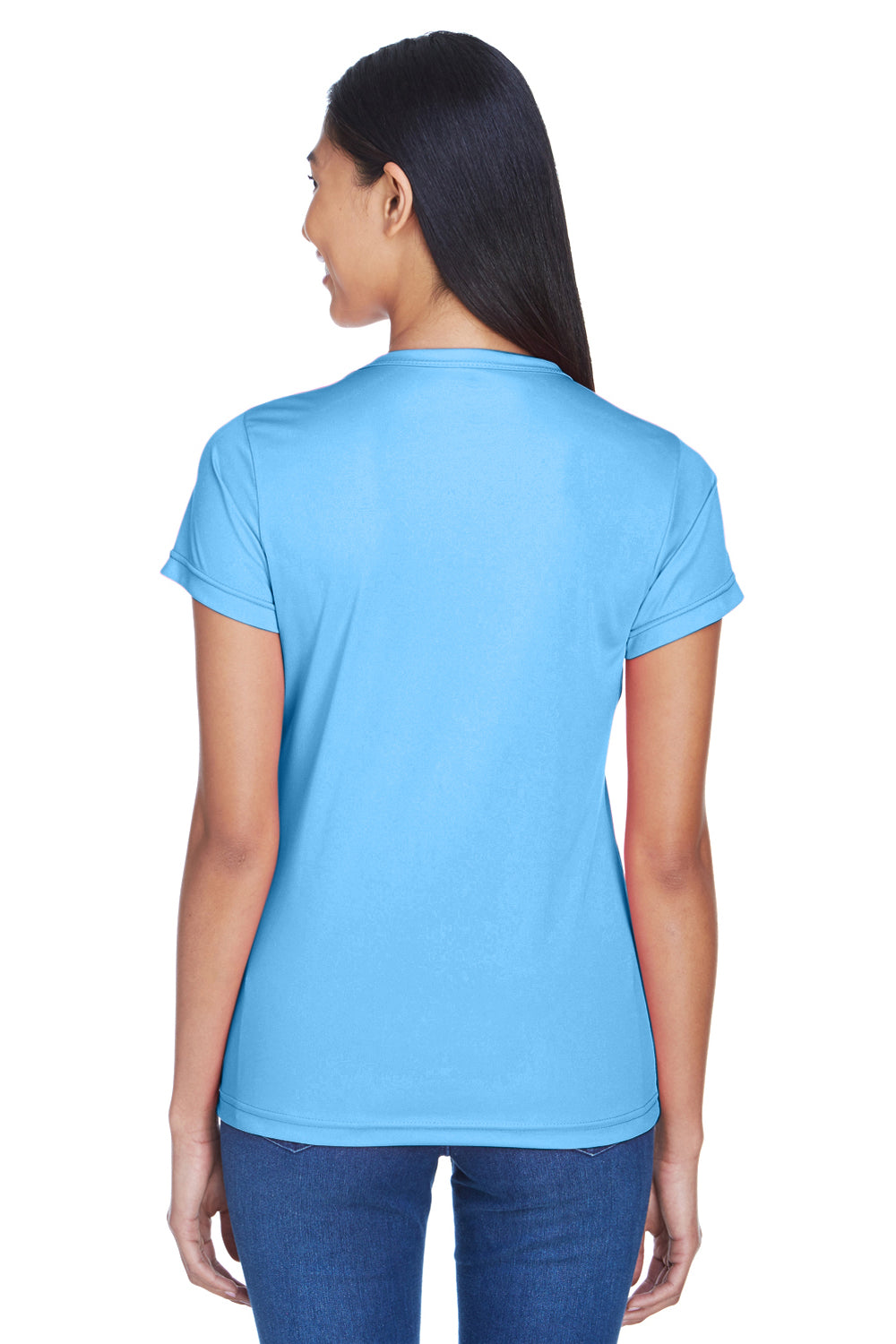 UltraClub 8420L Womens Cool & Dry Performance Moisture Wicking Short Sleeve Crewneck T-Shirt Columbia Blue Back