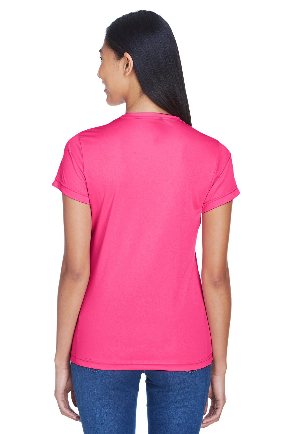 UltraClub 8420L Womens Cool & Dry Performance Moisture Wicking Short Sleeve Crewneck T-Shirt Heliconia Pink Back