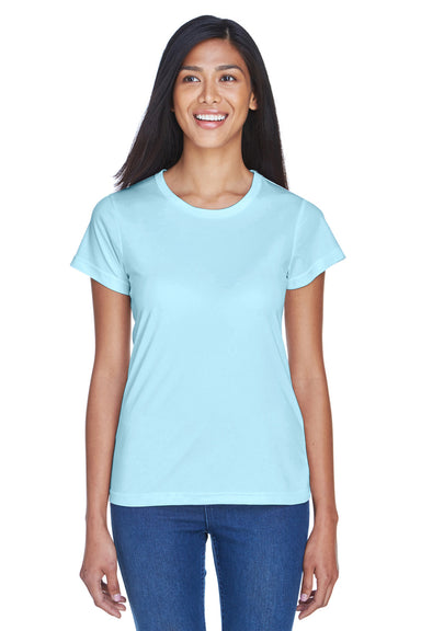 UltraClub 8420L Womens Cool & Dry Performance Moisture Wicking Short Sleeve Crewneck T-Shirt Ice Blue Front