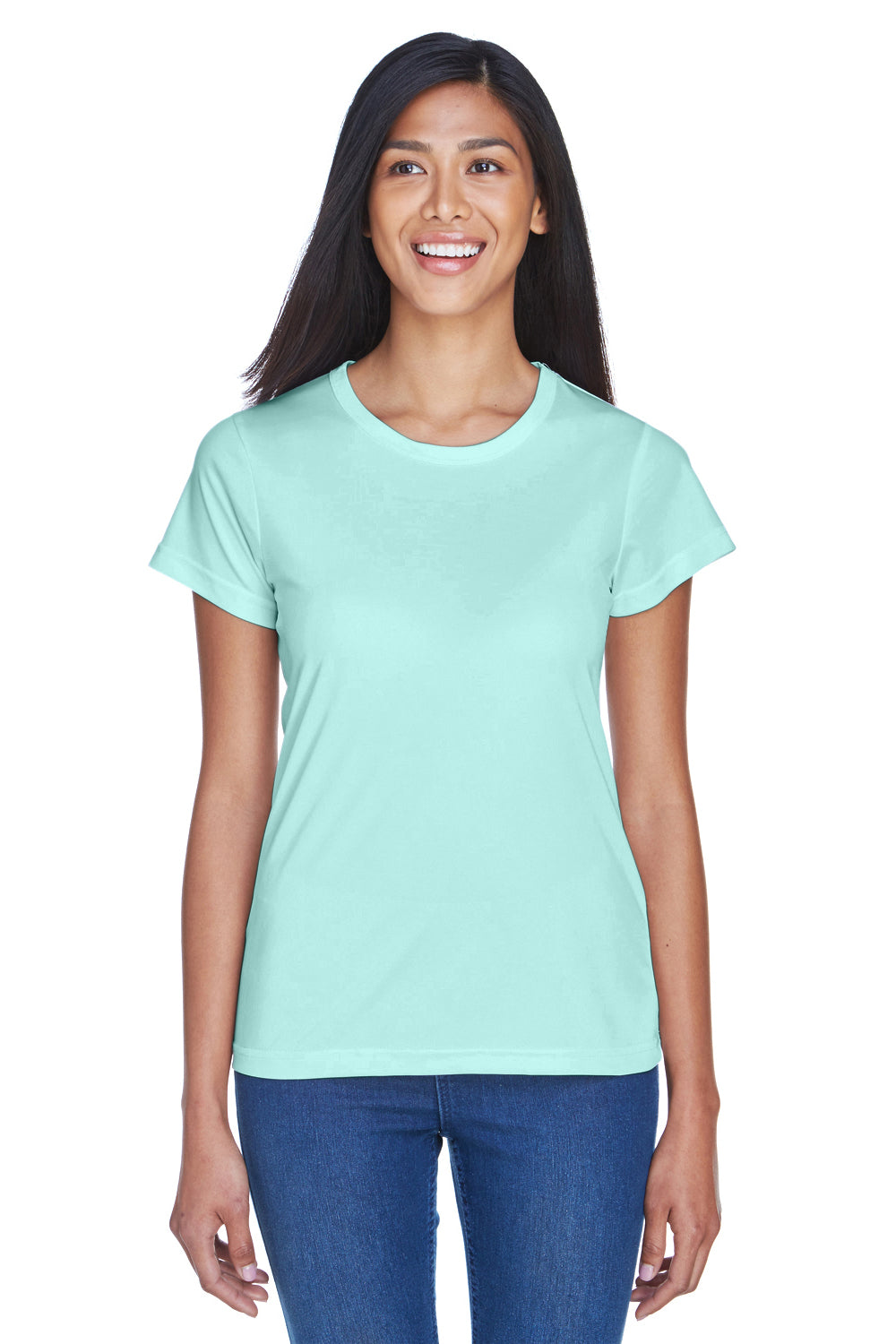 UltraClub 8420L Womens Cool & Dry Performance Moisture Wicking Short Sleeve Crewneck T-Shirt Sea Frost Green Front