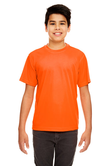 UltraClub 8420Y Youth Cool & Dry Performance Moisture Wicking Short Sleeve Crewneck T-Shirt Bright Orange Front