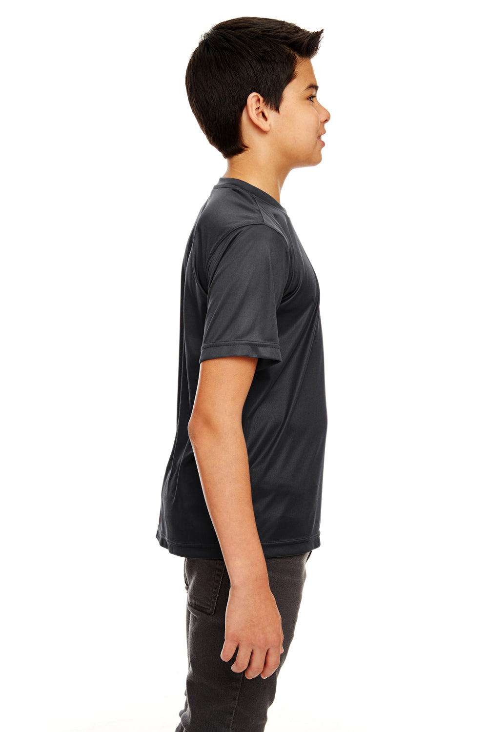 UltraClub 8420Y Youth Cool & Dry Performance Moisture Wicking Short Sleeve Crewneck T-Shirt Black Side