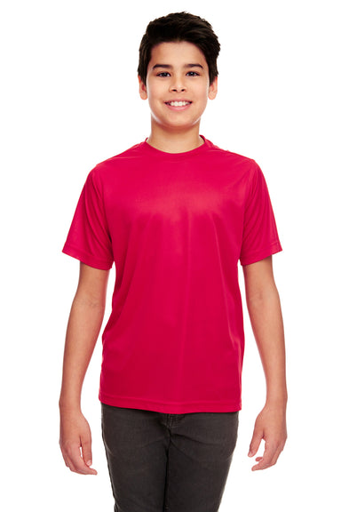 UltraClub 8420Y Youth Cool & Dry Performance Moisture Wicking Short Sleeve Crewneck T-Shirt Red Front