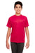 UltraClub 8420Y Youth Cool & Dry Performance Moisture Wicking Short Sleeve Crewneck T-Shirt Red Front