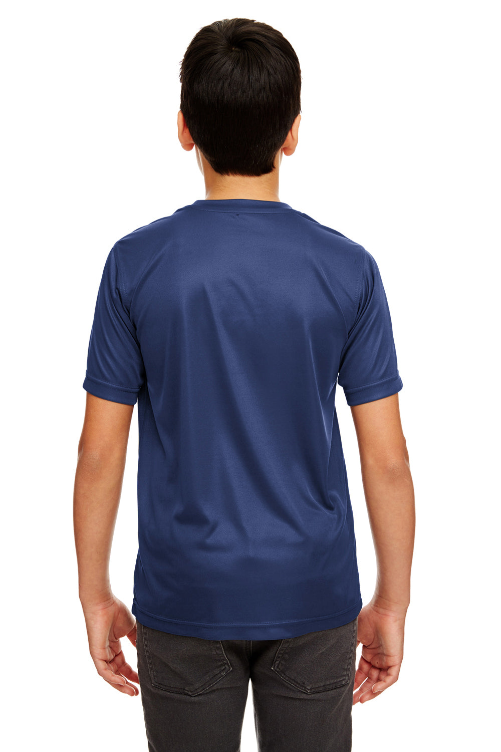 UltraClub 8420Y Youth Cool & Dry Performance Moisture Wicking Short Sleeve Crewneck T-Shirt Navy Blue Back