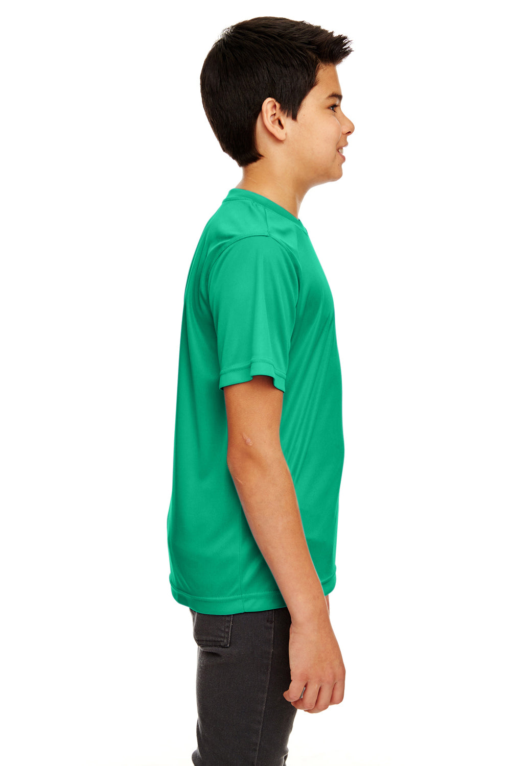 UltraClub 8420Y Youth Cool & Dry Performance Moisture Wicking Short Sleeve Crewneck T-Shirt Kelly Green Side