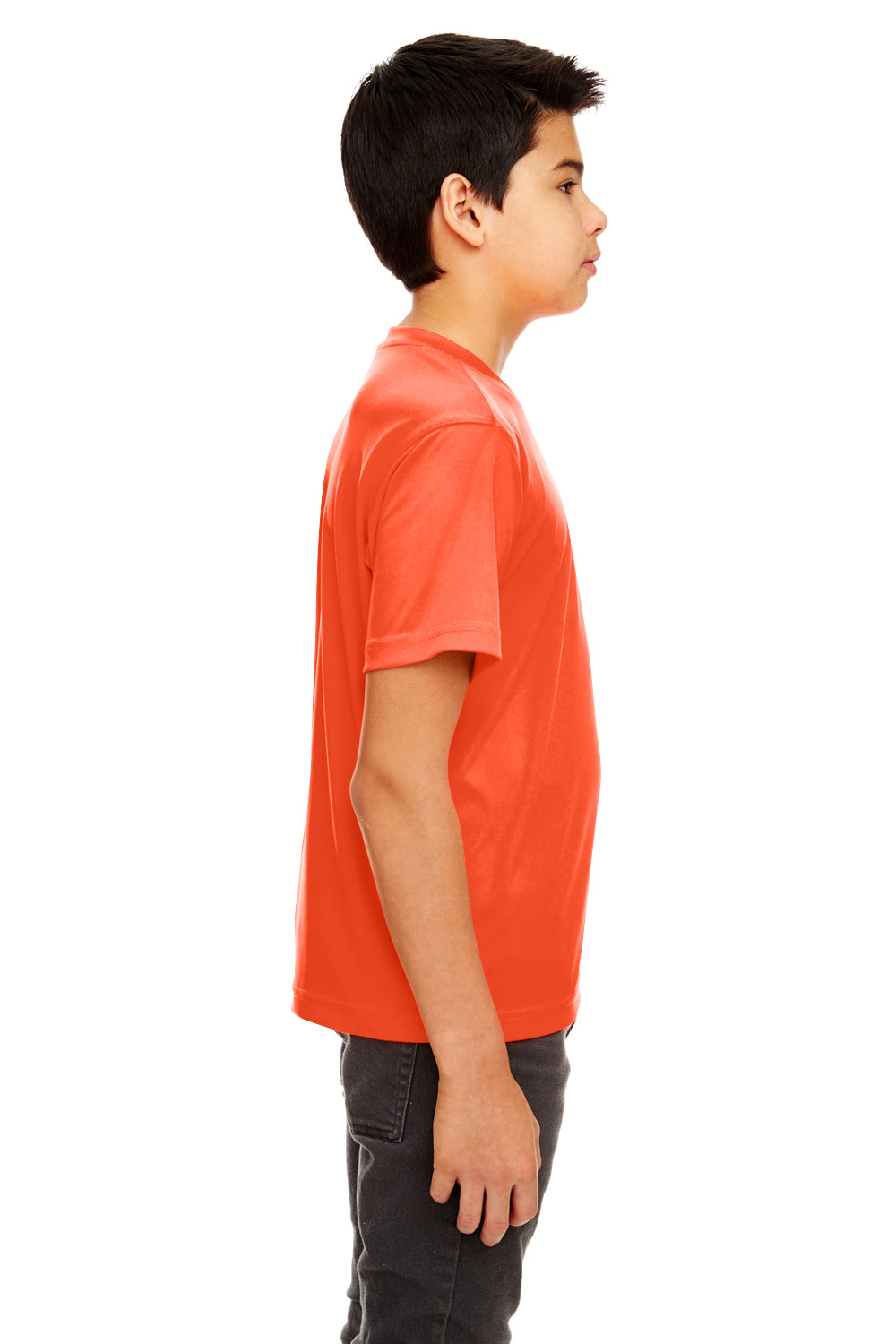 UltraClub 8420Y Youth Cool & Dry Performance Moisture Wicking Short Sleeve Crewneck T-Shirt Orange Side
