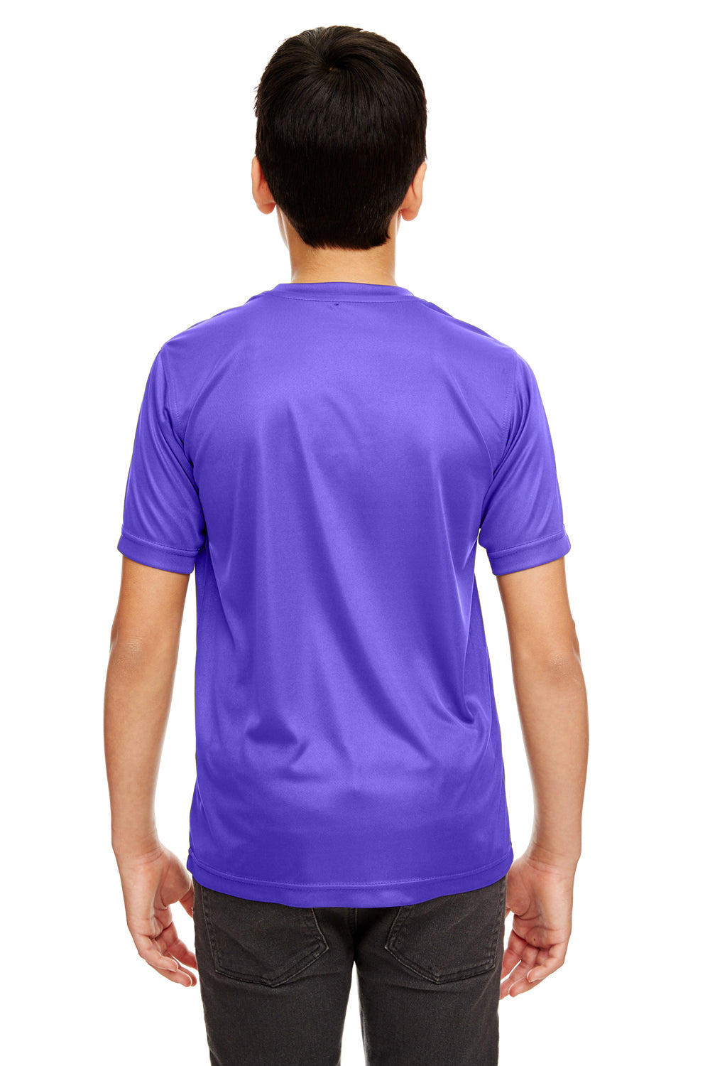 UltraClub 8420Y Youth Cool & Dry Performance Moisture Wicking Short Sleeve Crewneck T-Shirt Purple Back