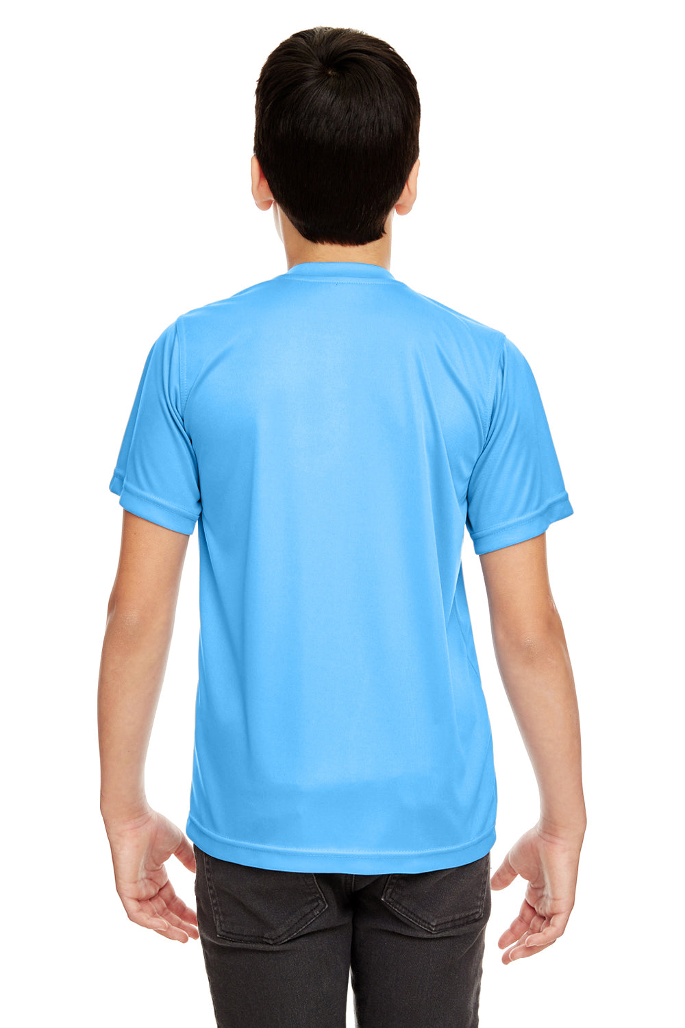 UltraClub 8420Y Youth Cool & Dry Performance Moisture Wicking Short Sleeve Crewneck T-Shirt Columbia Blue Back