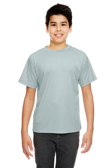 UltraClub 8420Y Youth Cool & Dry Performance Moisture Wicking Short Sleeve Crewneck T-Shirt Grey Front