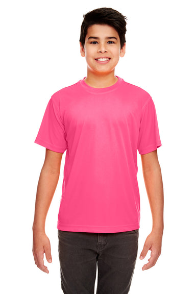UltraClub 8420Y Youth Cool & Dry Performance Moisture Wicking Short Sleeve Crewneck T-Shirt Heliconia Pink Front