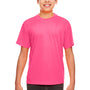 UltraClub Youth Cool & Dry Performance Moisture Wicking Short Sleeve Crewneck T-Shirt - Heliconia Pink