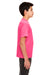 UltraClub 8420Y Youth Cool & Dry Performance Moisture Wicking Short Sleeve Crewneck T-Shirt Heliconia Pink Side