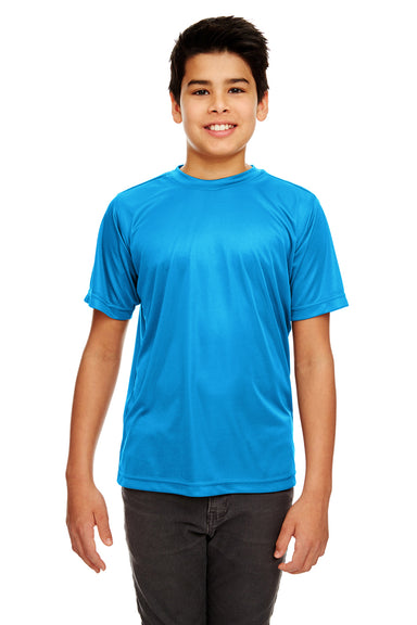 UltraClub 8420Y Youth Cool & Dry Performance Moisture Wicking Short Sleeve Crewneck T-Shirt Sapphire Blue Front